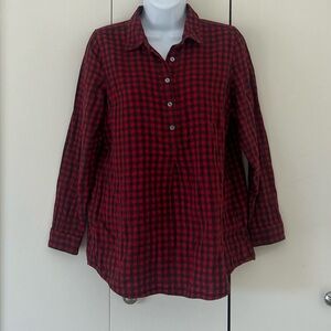J.Jill Cotton Flannel Plaid mother of pearl button Shirt pockets XSP